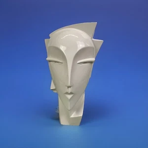 Vintage MCM Lindsey B Balkweill Stil Art Deco weiß Keramik Kopf Büste Skulptur - Bild 1 von 7