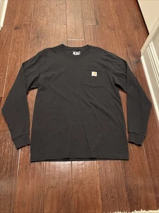 Carhartt Shirt Mens Small Blck Pocket Logo Casual Workwear Loose Fit Long Sleeve - Picture 1 of 8