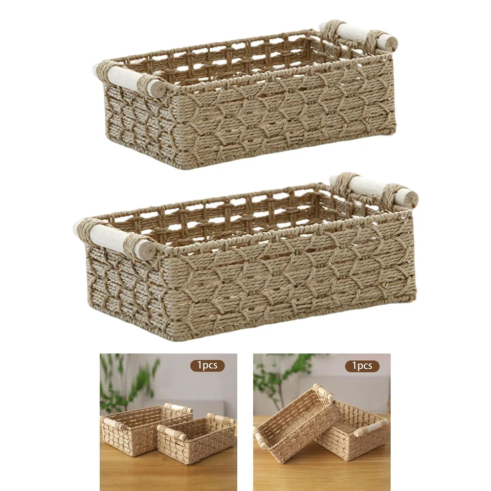 Paper Rope Storage Basket Decorative Bin Perfume Kitchen Gift Organizer for - Image 1 of 1
