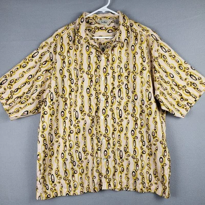 Da Vinci California Men's XL Olive Print Button Up Party Cabana Boy Maximalist - Image 1 of 4