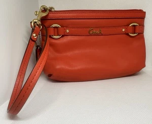 Coach Leather Wristlet Orange Color With Gold Hardware- NWOT - Picture 1 of 6