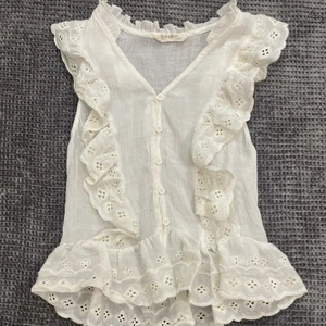 Rebellion Boho Ruffled Eyelet Top XS Dainty Cottagecore - Picture 1 of 8