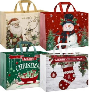 STYPOP 12 Pack 17" Extra Large Christmas Gift Bags, Reusable Non-Woven Christmas - Picture 1 of 8