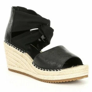 Sandalias de cuña alpargata de cuero Wiley negras para mujer Eileen Fisher talla 7 nuevas sin caja - Imagen 1 de 12