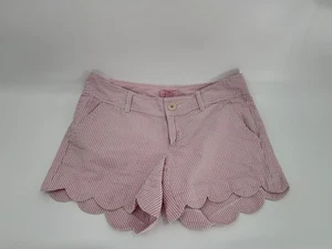 Lilly Pulitzer Seersucker Buttercup Scalloped Pink & White Shorts Size 0 30x4.5 - Picture 1 of 13