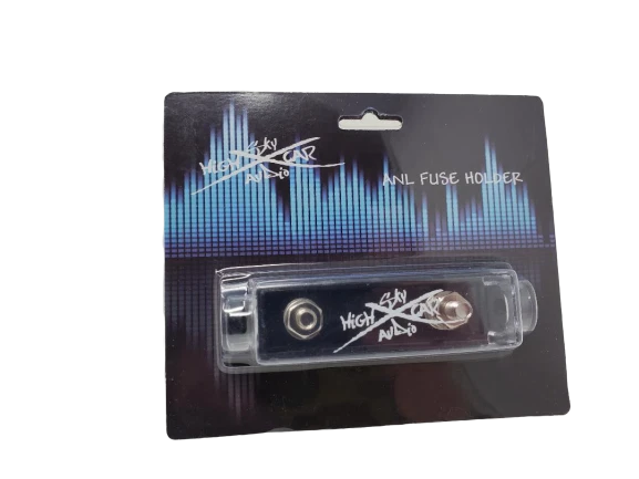 Soporte de fusibles ANL para terminal de anillo calibre 1/0 Sky High Car Audio niquelado con fusibles Foto 1 de 4