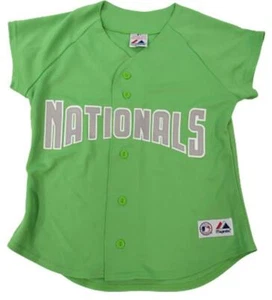 New Washington Nationals Womens Sizes S-M-L Majestic Lime Green Jersey - Picture 1 of 5