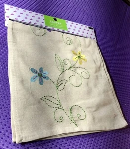 New Spring/Easter Linen Blend Table Runner 13" x 54" Flowers or Eggs - Picture 1 of 8
