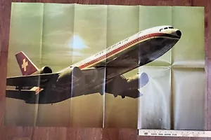 2 Airplane Advertising Posters Swissair Airlines DC-10-30 & Boeing 747B 1970s B3 - Picture 1 of 5