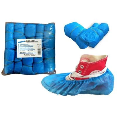 1000 Einmal OP Überschuhe Einweg Überzieher Schuhe CPE blau Tiga Med