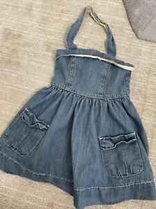 Paper Denim Cloth Dress Toddlers Blue Jean Jumper Overall 4T Halter Dress