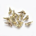 5 Tiny Bird Beads Charms Metal Antiqued Gold 3d 2 Sided Aviary Findings 14mm