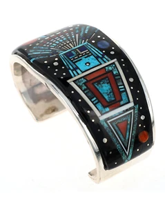 Multi-Stein Micro Inlay Armband von Navajo Künstler Ervin Tsosie - Bild 1 von 5