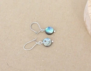 8mm  Paua Abalone Perlmutt 925 Silber  Ohrringe   ( Ohr-15) - Bild 1 von 1