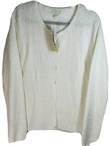 Alps Womens Cardigan Sweater SZ L White w Rose Buttons Lightweight Cottage Core - Picture 1 of 10
