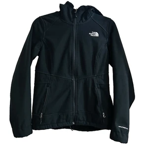 North Face Windwall Inside Fleece Full Zip Women Small Black Hooded Fall Outdoor - Picture 1 of 12