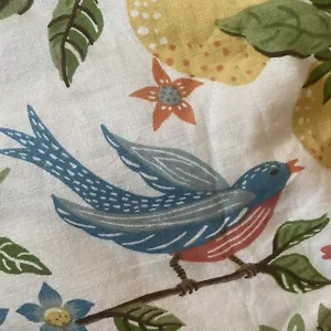 Pottery Barn Jocelyn Bird Lemon Duvet + shams Queen Botanical Rare Linen cotton - Picture 1 of 15