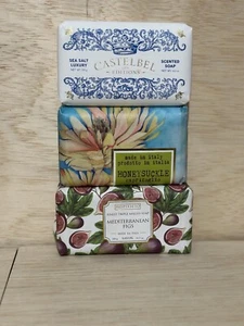 2-Bar Of Italian Luxury Bar Soap Mediterranean Figs & Honey Suckle & 1 Castelbel - Picture 1 of 2