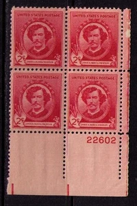 US USA Sc# 885 MNH FVF PLATE # BLOCK James A. McNeil Whistler Artist - Picture 1 of 1