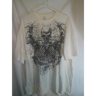 Camiseta De Colección Y2K Miami Tinta Gráfica Calavera Esqueleto Rosas Tatuaje Arte XXL Foto 1 de 3