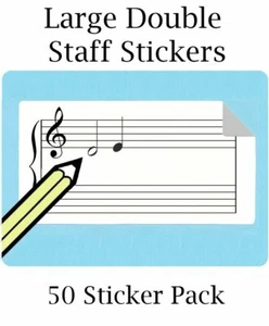 Musical Double Staff Sticker Set (50 per pack) Handy for students & teachers - Picture 1 of 4