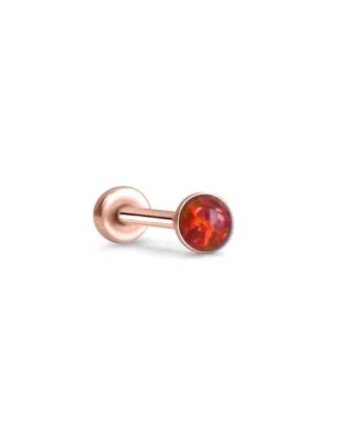 Threadless Labret Nose Ring Monroe Push Pin Stud Rose Gold Steel 2mm Opal - Image 1 of 2