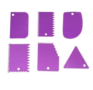 6 PCS Cake Scraper Set Edge Decoration Tool Icing Smoother Baking Stripe Comb - Picture 1 of 6