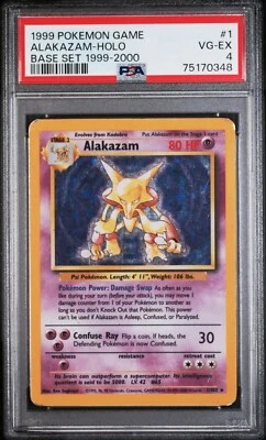 PSA 4 - Pokemon Base Set Alakazam - 4th Print - 1999-2000 - Uk print - POP 5 - Image 1 of 2
