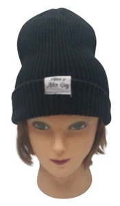 Schwere schwarze Strickmütze "Have A Nice Day" - Bild 1 von 3