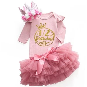 Half birthday baby girl My 1/2 Birthday girl outfit halfway to one Girls swee... - Picture 1 of 9