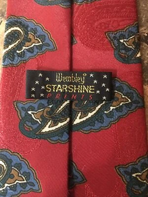 Corbata vintage Wembley Starshine roja cachemira oficina retro Foto 1 de 3