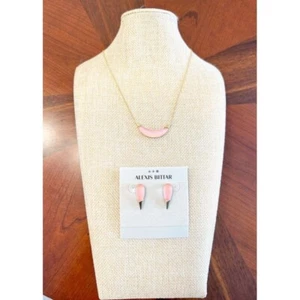 Alexis Bittar Lucite® Crescent Pendant Necklace / Earring Set in Candy Pink - Picture 1 of 10