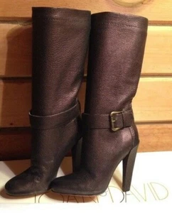  8.5 Joan & David Mid-Calf Brown Leather Boots - New in Box, Classy. - Picture 1 of 7