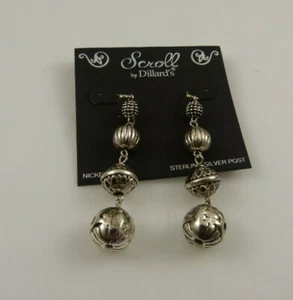 Sterling Silver Scroll Dillard's earring earrings 925 Dangle  - Picture 1 of 9