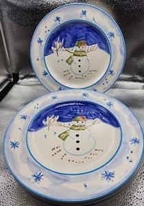 Montgomery Wards "Holiday Christmas Snowman" Dinner Plates Appox 10.5"(Set of 4) - Picture 1 of 23