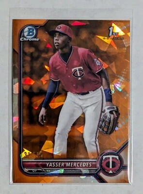 2022 Bowman Chrome Sapphire Yasser Mercedes Orange Refractor /75 #BCP-171 Twins - Image 1 of 2