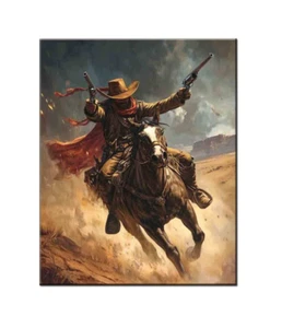 Western Cowboy Art Prints,Vintage Rustic Americana for Living Room Wall Decor - Picture 1 of 8