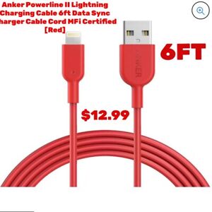 Anker Powerline II Lightning Cable 6ft Durable MFi Certified Charging for iPhone