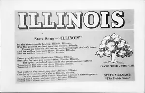 RPPC Illinois IL testo canzone di stato quercia B&W collage cartolina non spedita - Foto 1 di 2