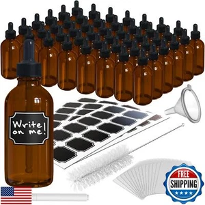Nevlers Amber Glass Dropper Bottles 4 Oz 48 Pack | Tincture Bottles with Drop - Picture 1 of 5
