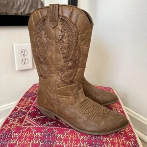Coconuts Gaucho Women Size 7.5 Brown Faux Leather Festival Concert Cowgirl Boots - Picture 1 of 10