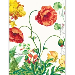 Toalla de cocina de algodón tejido natural floral Michel Design Works amapolas y poses - Imagen 1 de 3