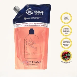 L'Occitane Cherry Blossom Refill 500ml – Bath & Shower Gel for Soft Skin - Picture 1 of 4