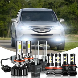 For Acura MDX 2007-2013 8PCS Front LED HID Headlights Hi Lo DRL Fog Light bulb - Picture 1 of 23