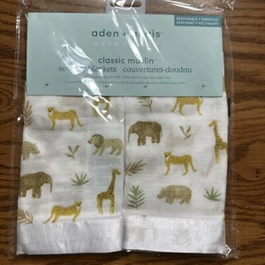 Aden + Anais Baby Security Blankets 16x16" White Elephant Lion Zoo Cotton Muslin - Picture 1 of 9