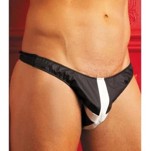 Tanga para hombre Ropa Interior Diseño Cruzado Tacto Suave Vinilo Negro Blanco 24-6041 S/M - Imagen 1 de 4