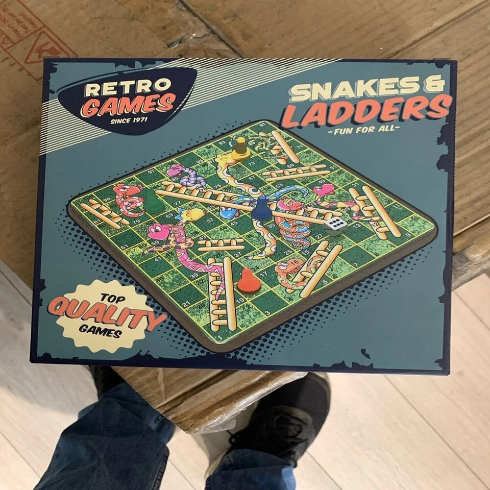 Retro Wooden Snakes and Ladders Game - Image 1 of 1