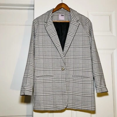 SO Good For Life Fully Lined Womens Blazer Size Small Plaid Tan Black Light Blue - Image 1 of 4