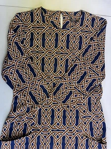 J McLaughlin Catalina Catalyst Dress Size Small Celtic Geometric Navy Rust 3/4 - Picture 1 of 17