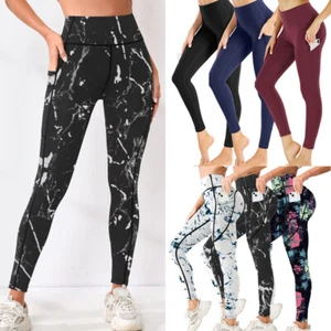 Women High Waist Gym Leggings Pocket Sports Running Ladies Yoga Pants Stretchy - Picture 1 of 22